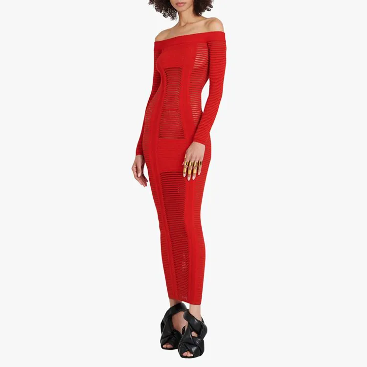 BALMAIN Long-Sleeved Dresses Women's Red-4