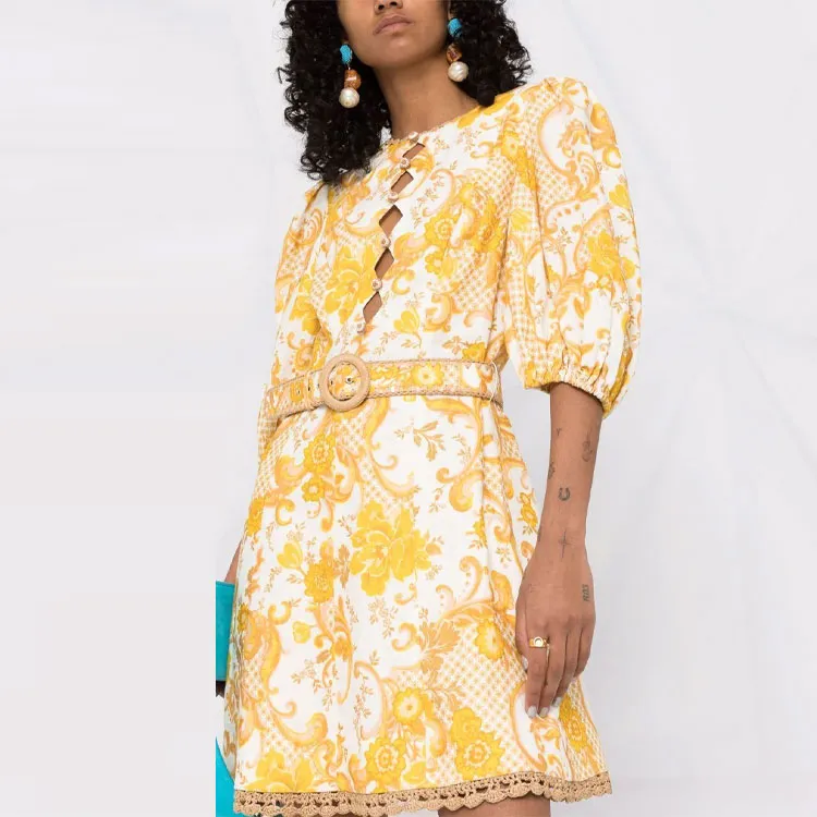 Zimmermann Short-Sleeved Dresses Women's Yellow-4