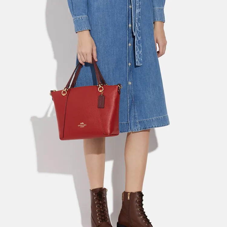 COACH Kacey Refined Leather Dumpling Bag, Shoulder Bag, Crossbody Bag, Handbag Trumpets Women's Red-4