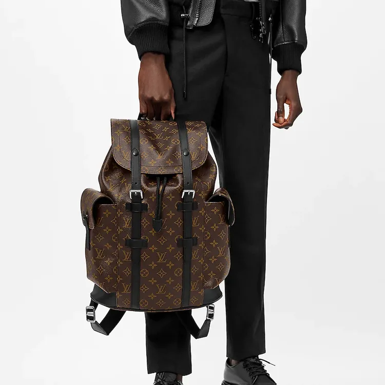 LOUIS VUITTON CHRISTOPHER Canvas With Leather Backpack Medium Size Men's Brown-5