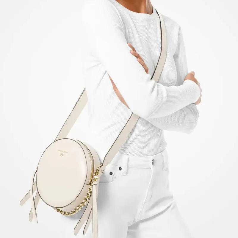 MICHAEL KORS Leather Round Bag, Shoulder Bag, Crossbody Bag Regular Women's Gold White Multicolor-5