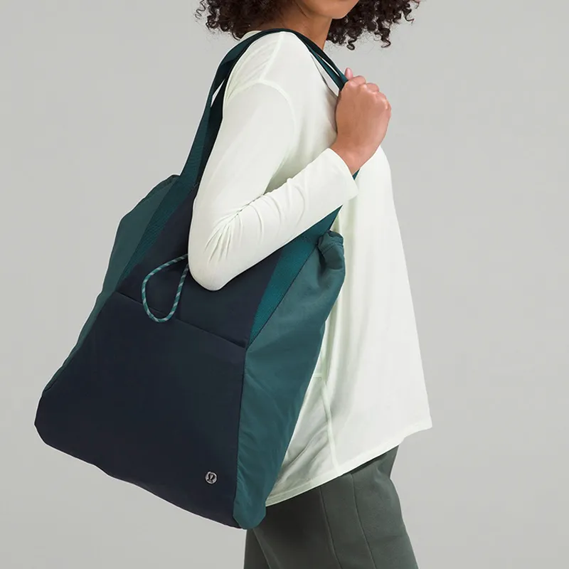 Lululemon Nylon Tote Bag Shopping Bag Backpack Handbag Shoulder Bag Regular Women's Green Jasper With Marine Blue-4