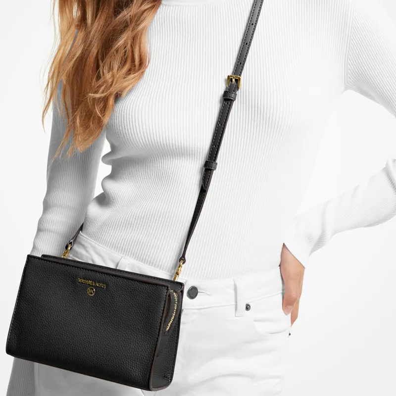 MICHAEL KORS Valerie Litchi Grain Leather Shoulder Bag Crossbody Bag Medium Size Women's Black-3