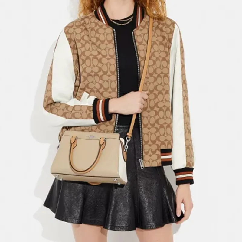 COACH Darcie Refined Pebbled Leather Handbag Regular Women's Beige-4