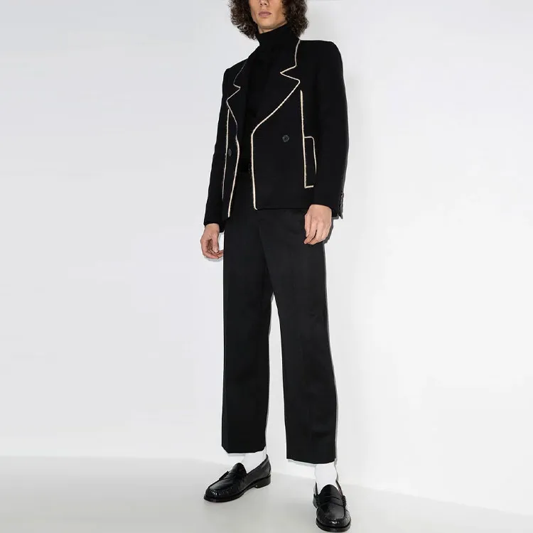 SAINT LAURENT Caban Contrast Trim Blazer-1