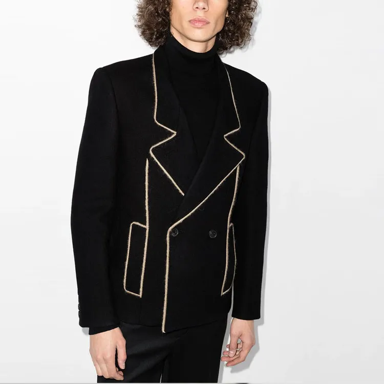 SAINT LAURENT Caban Contrast Trim Blazer-3