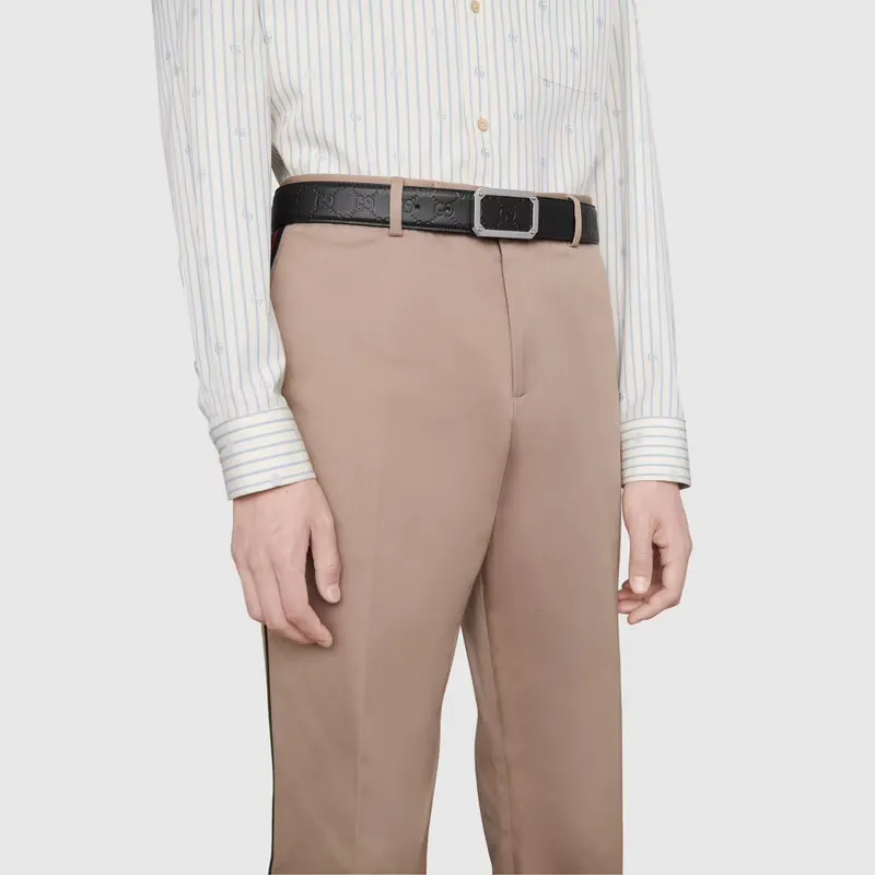 GUCCI Signature Leather Belt Rectangle Buckle-3