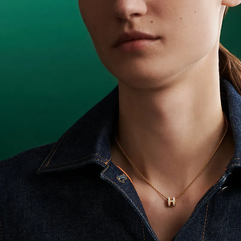 HERMES POP H Collection Metal Necklaces Women's Gold-2