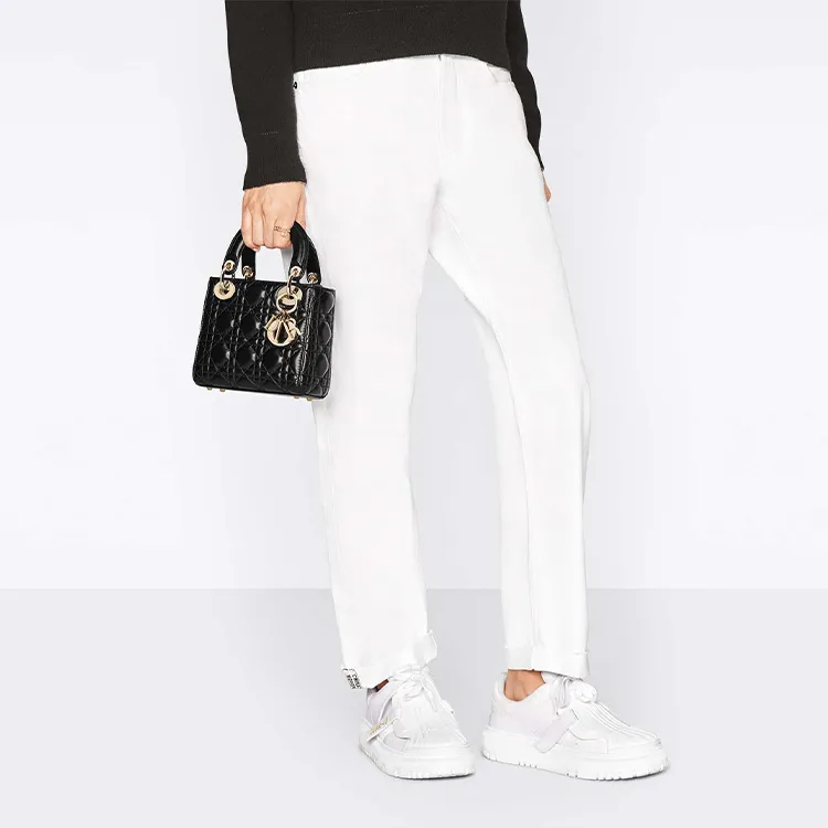 DIOR Lady Dior Faux Crystal Embroidery Shoulder Bag Crossbody Bag Handbag Mini Women's Gold-6