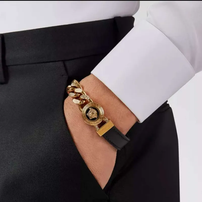 VERSACE Bangles Men Black-2