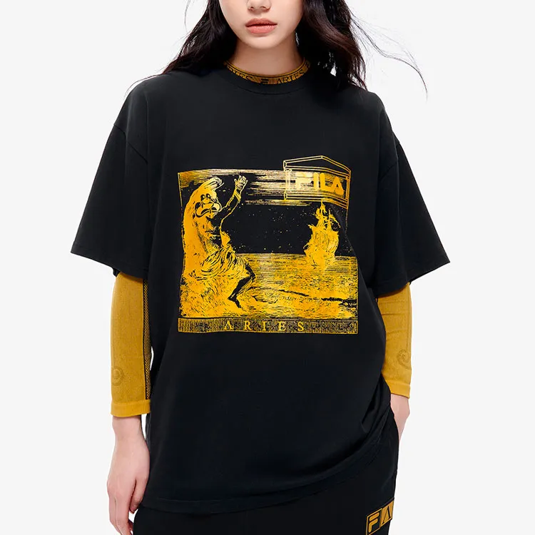 FILA FUSION x Aries Collaboration Collection T Shirt Unisex Pitch Black-4