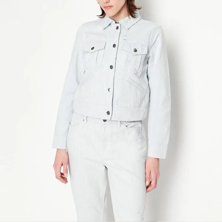 ARMANI EXCHANGE Cropped Coats Women's Blue-3