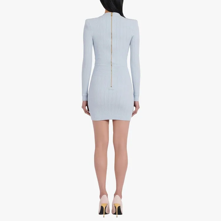 BALMAIN Long-Sleeved Dresses Women's Light Blue-1