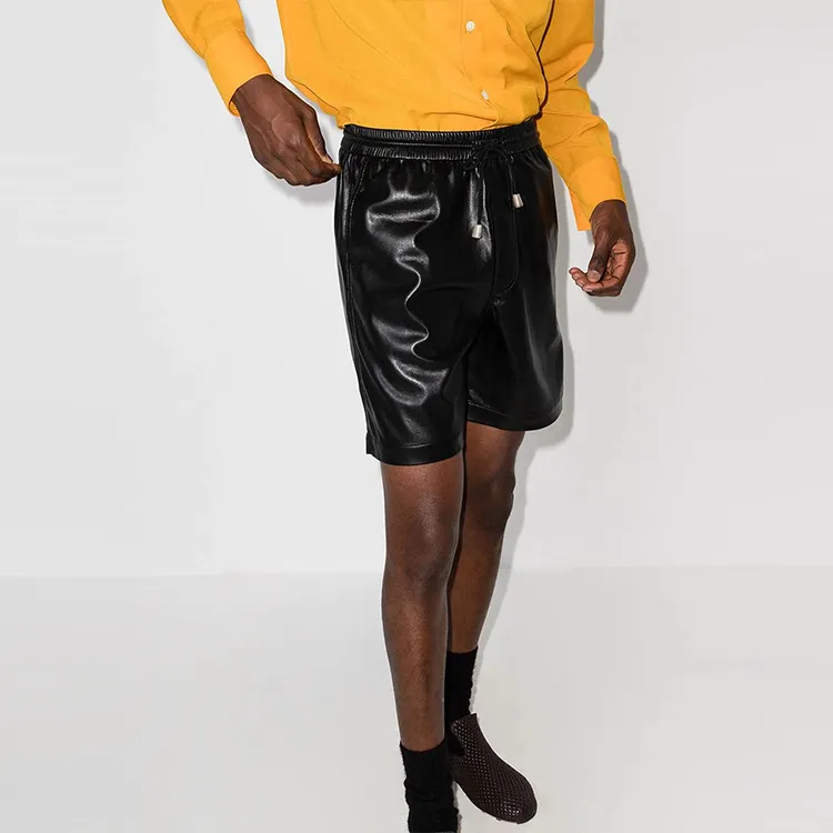 NANUSHKA Drawstring Vegan Leather Bermuda Shorts-3