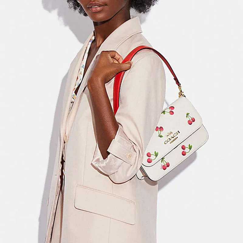 COACH Brynn Cow Leather Handbag, Shoulder Bag, Crossbody Bag Medium Size Women's White-3