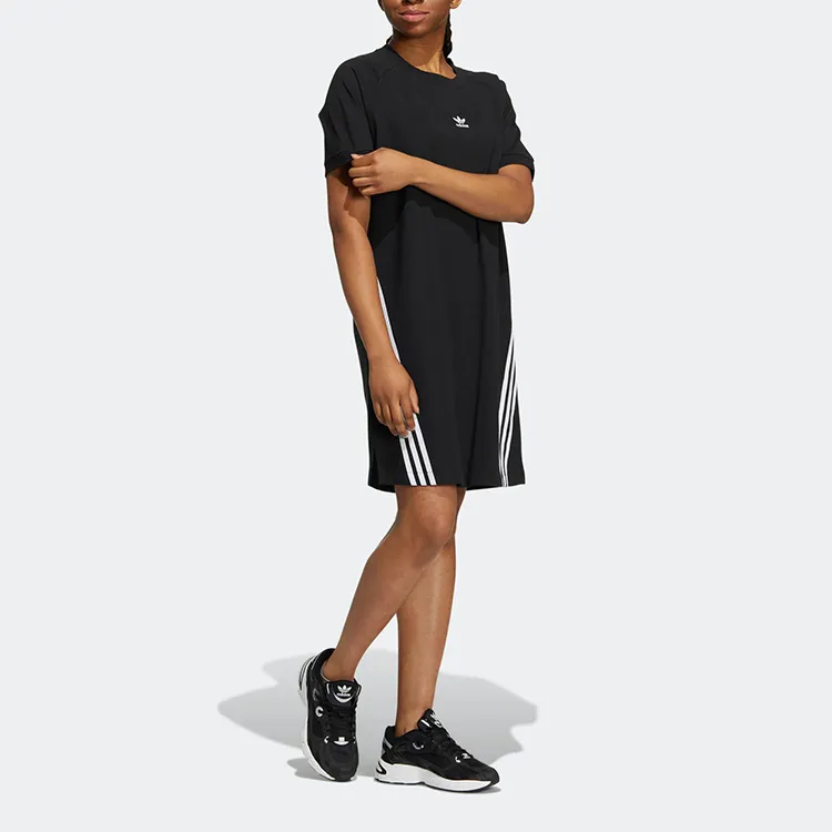 Adidas Originals Sophe 3 Stripes Short Sleeved Dresses Women's Black-3