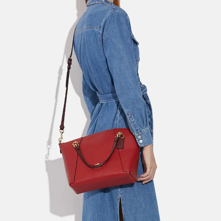 COACH Kacey Refined Leather Dumpling Bag, Shoulder Bag, Crossbody Bag, Handbag Trumpets Women's Red-5