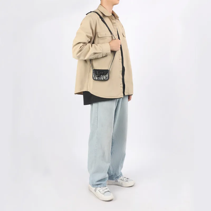 DIOR Lock Smooth Cow Leather Handheld Shoulder Bag Crossbody Bag Extra Small Men's Beige/Black-10