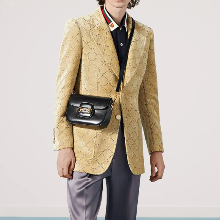 GUCCI Horsebit 1955 Leather Saddle Bag, Crossbody Bag, Shoulder Bag Mini Women's Black-9