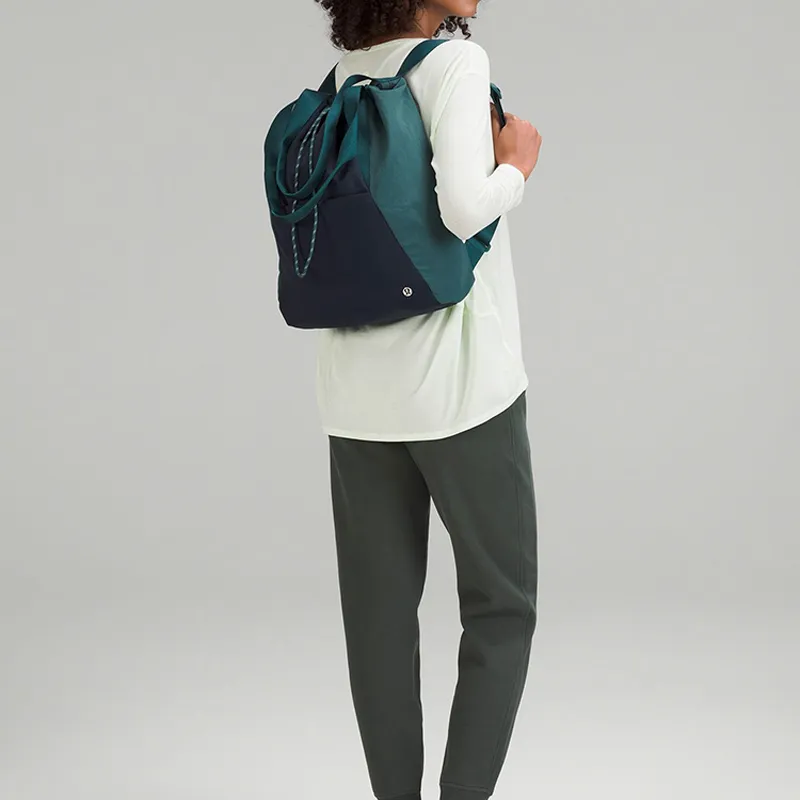 Lululemon Nylon Tote Bag Shopping Bag Backpack Handbag Shoulder Bag Regular Women's Green Jasper With Marine Blue-3