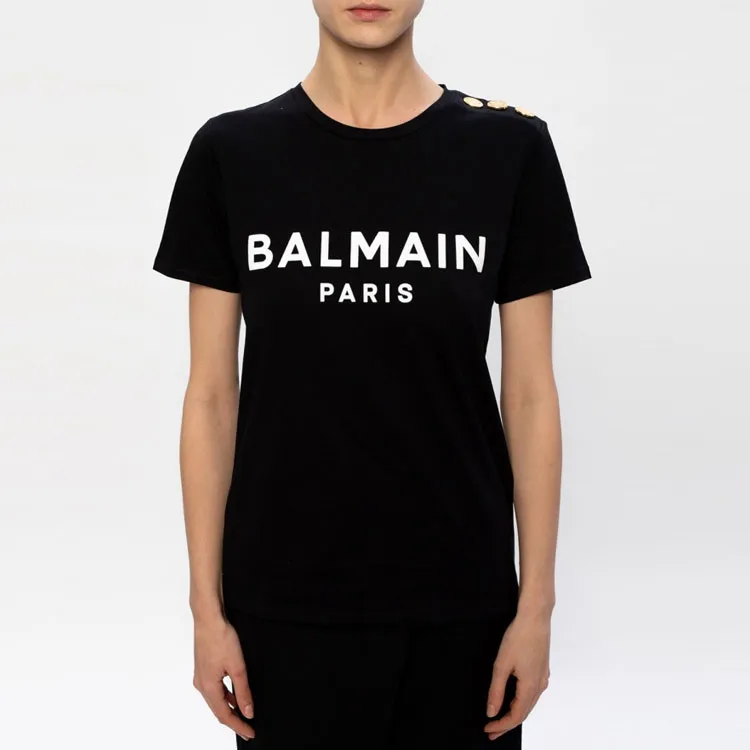BALMAIN Flocked Logo T-Shirt-4