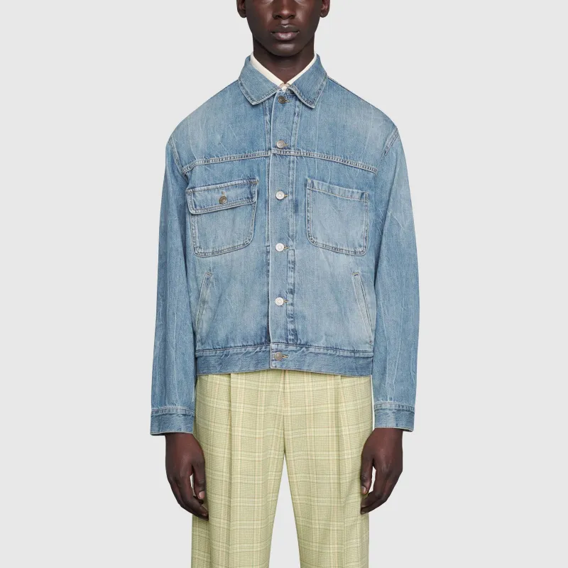 GUCCI Jackets Men Blue-4
