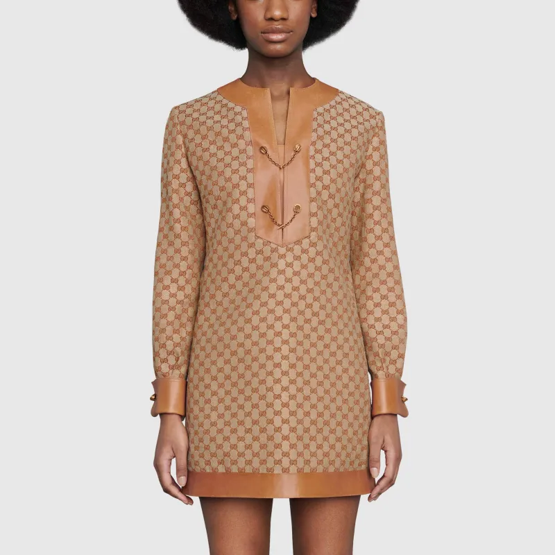 GUCCI SS21 Long Sleeved Dress Women's Beige-1