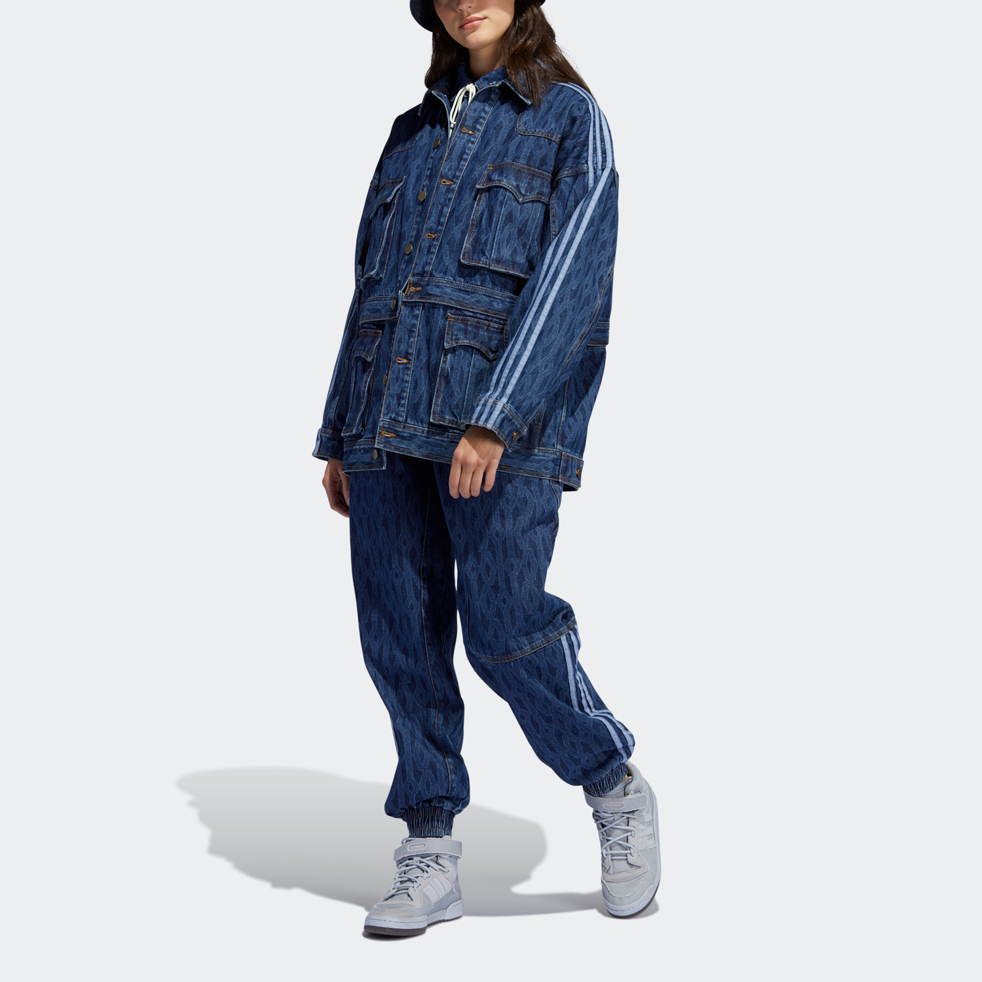 Adidas Originals Ivy Park Monogram Denim Denim Track Jacket