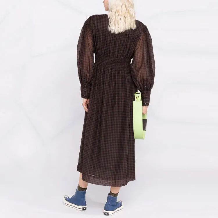 GANNI Long-Sleeved Dresses Women's Brown-2