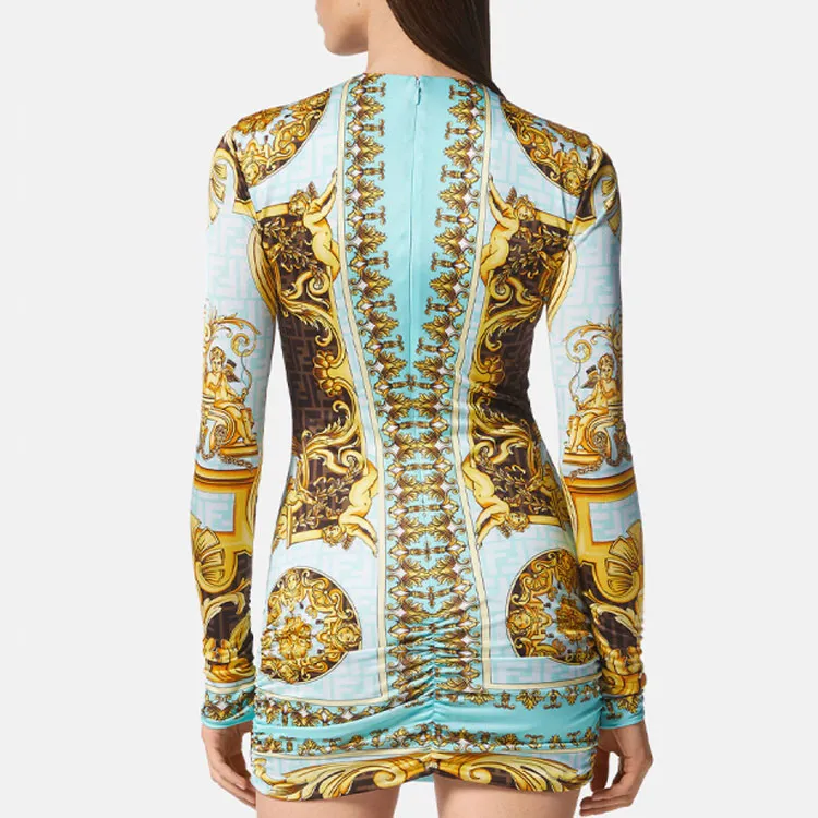 VERSACE Fendace Baroque Mini Dress Gold-3