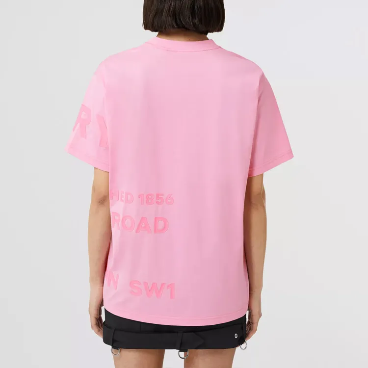 Burberry Carrick Logo Print Cotton Jersey T shirt Pink-2