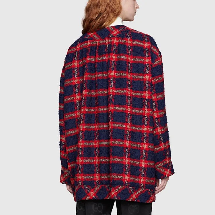GUCCI Checked Tweed Oversized Jacket-2