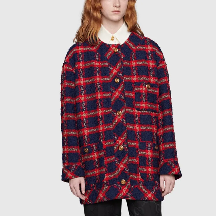 GUCCI Checked Tweed Oversized Jacket-3
