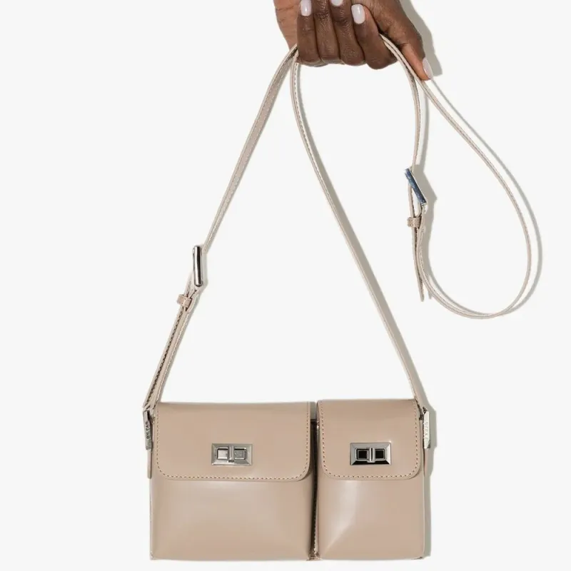 By Far Baby Billy Leather Shoulder Bag, Twin Combo Bag, Crossbody Bag, Shoulder Bag Women's Khaki-2