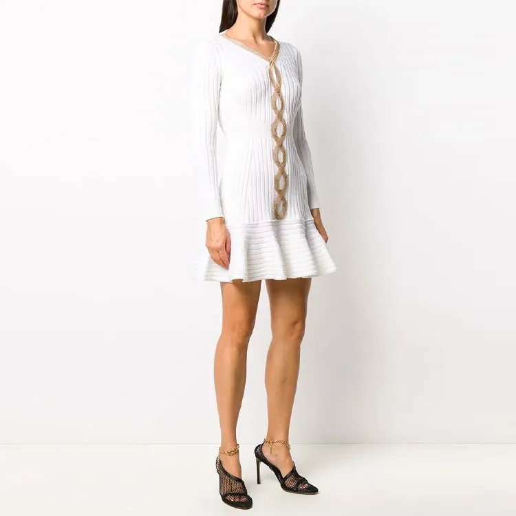 Alexander McQueen Long Sleeved Dresses Women's White-3