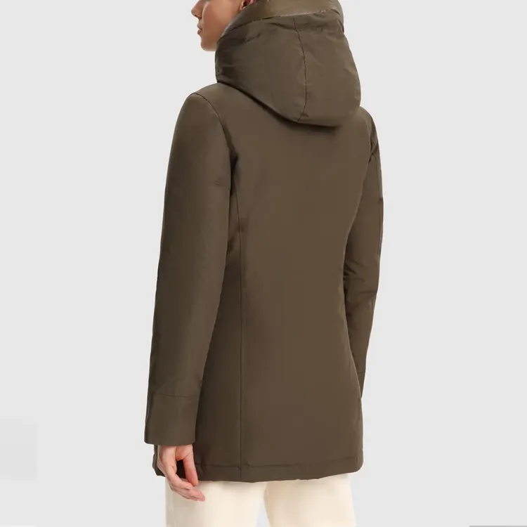 WOOLRICH Button Up Hooded Long Coat-3