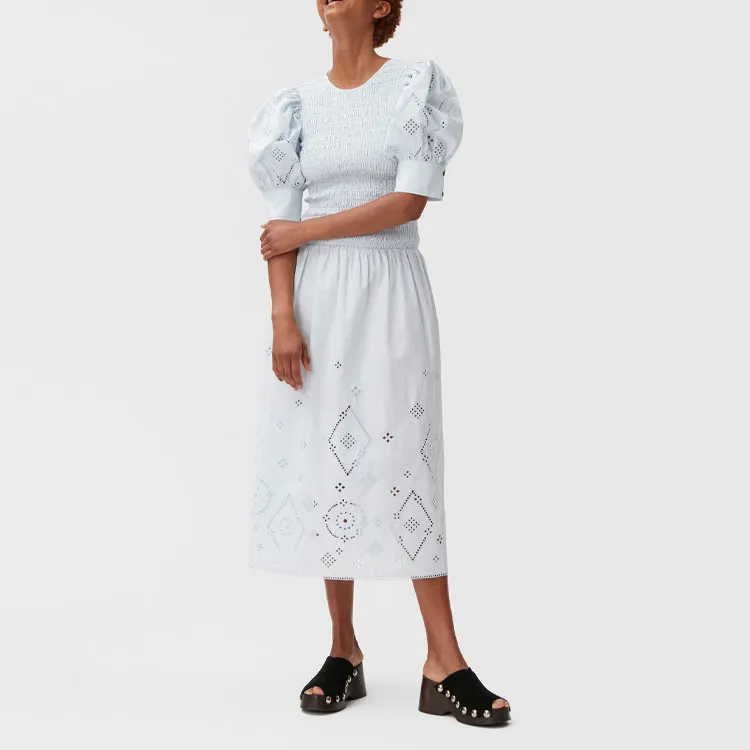 GANNI Short Sleeved Dresses Women's Blue-2