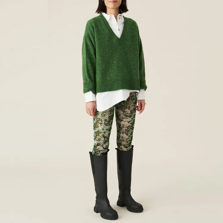 GANNI Printed Mesh Tights 'Kelly Green'-1