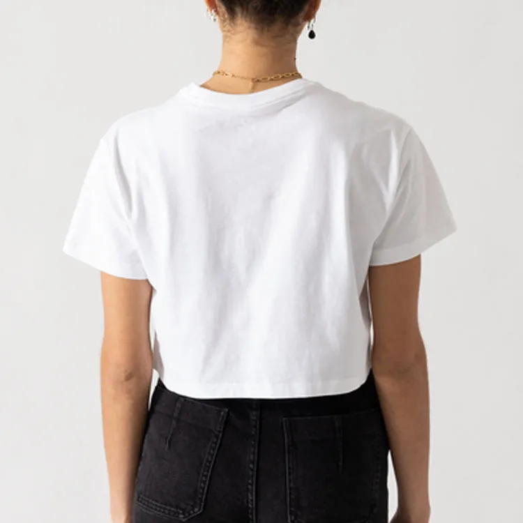 Converse Puff Wordmark Crop Tops Women's White-2