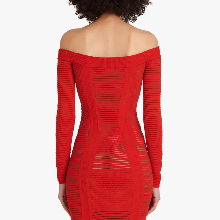 BALMAIN Long-Sleeved Dresses Women's Red-6