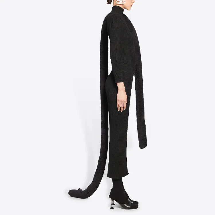 Balenciaga Long-Sleeved Dresses Women's Black-3
