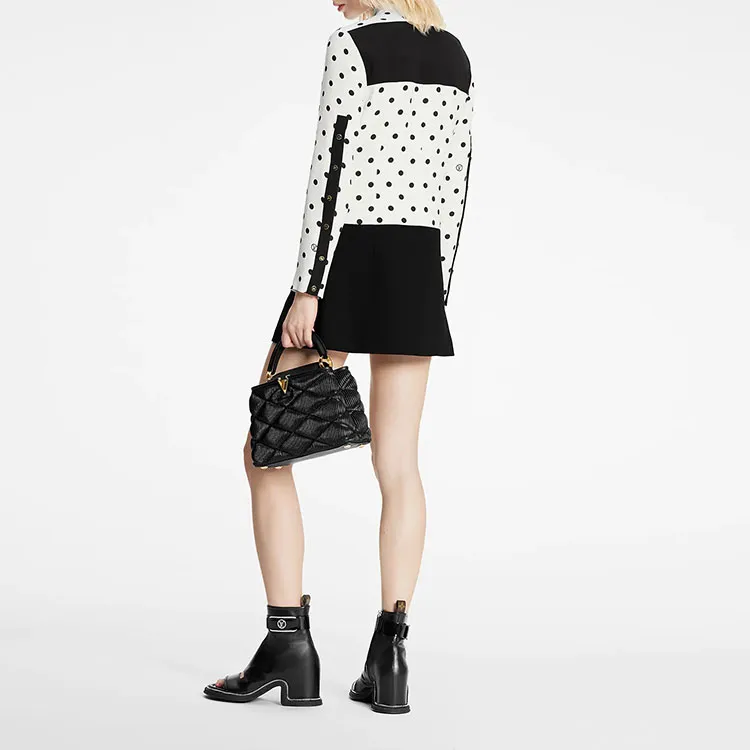 Lv Graphic Polka Dot Mini Shirt Dress-2