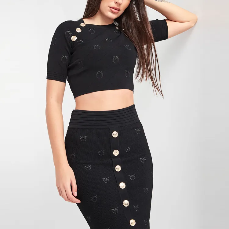 PINKO SS22 Slim Fit Sweater Women's Black-3