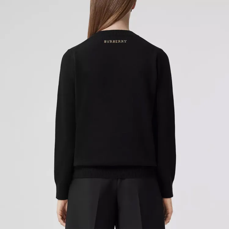 Burberry Wool Blend Deer Motif Sweater Black-4
