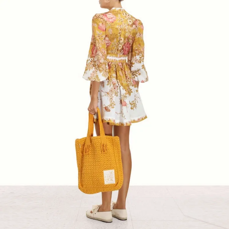 Zimmermann FW22 Long Sleeved Dress Women's Yellow-3