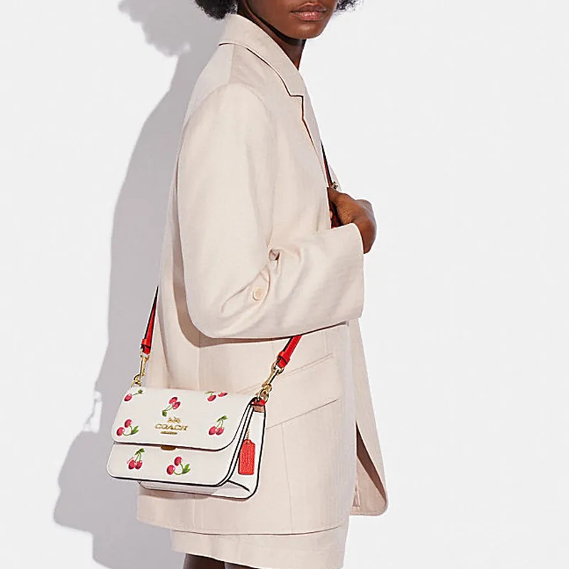 COACH Brynn Cow Leather Handbag, Shoulder Bag, Crossbody Bag Medium Size Women's White-4