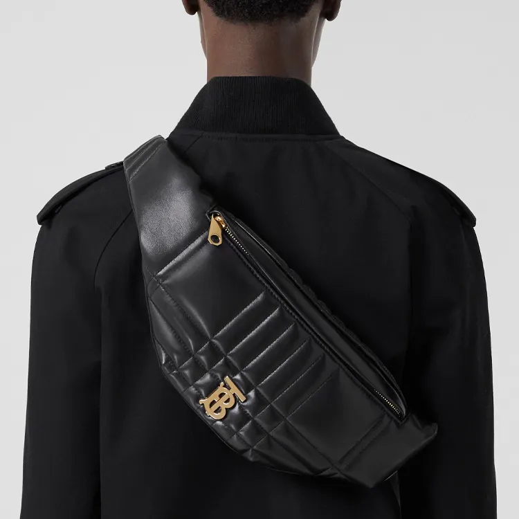 Burberry Lola Lola Bag Lambskin Sling Bag Fanny Pack Small Size Unisex Black-5