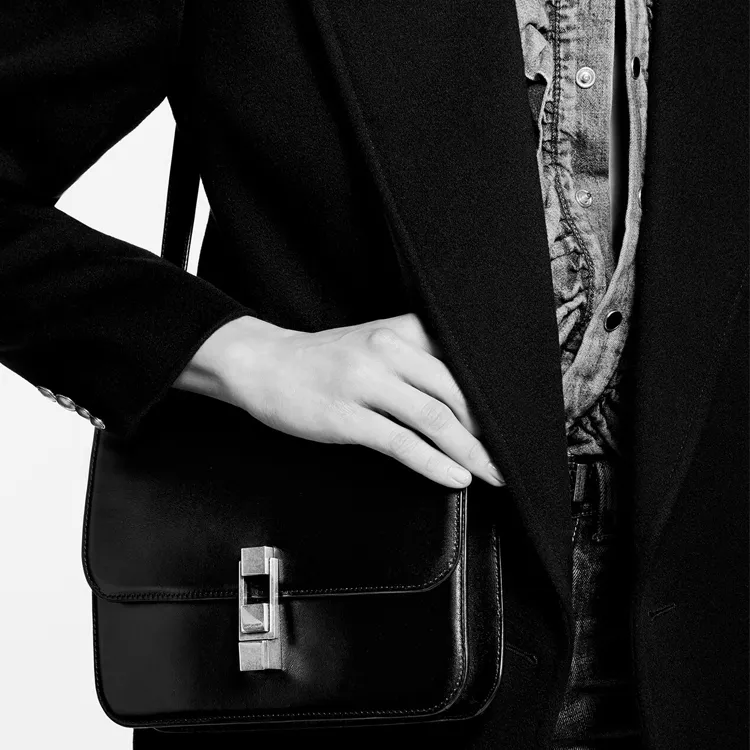SAINT LAURENT Le Carre Cow Leather Tofu Bag, Shoulder Bag, Crossbody Bag Regular Women's Purple Lilac-6