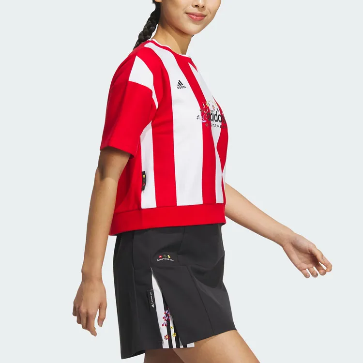 Adidas Drop Shoulder Sleeve T Shirt Women's Light Scarlet-3