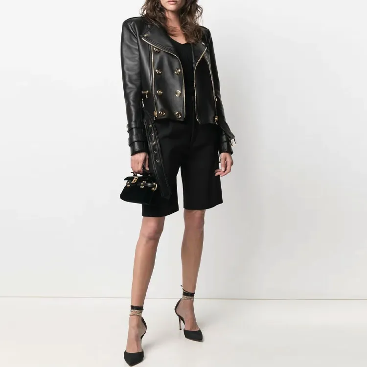 BALMAIN FW21 Leather Jacket Women's Black-1